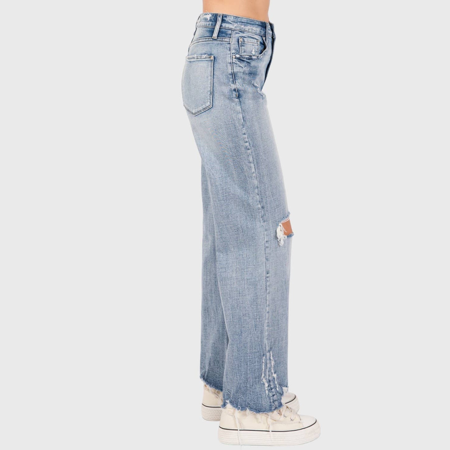 PETRA 153 DISTRESSED HIGH RISE COMFORT VINTAGE FLARE JEANS