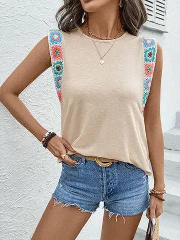 Boho Embroidered Strap Tank