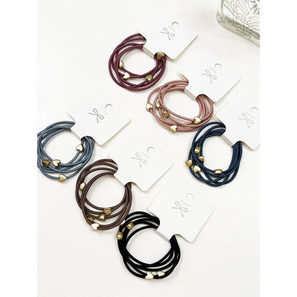 Love and Repeat Heart Beaded Basic Hair Tie Set