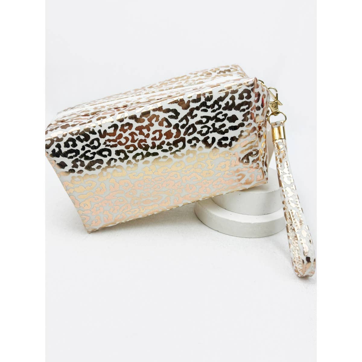 Soft Pink Waterproof Leopard Pattern Cosmetic Bag
