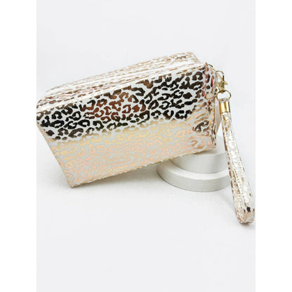 Soft Pink Waterproof Leopard Pattern Cosmetic Bag