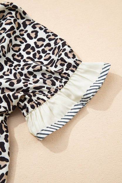 Leopard Print V Neck Blouse