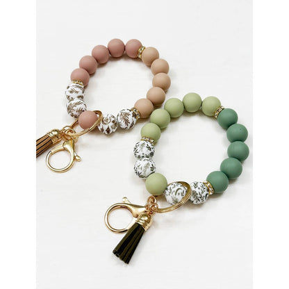 Beaded Keychain Wristlet Key Ring Bracelet