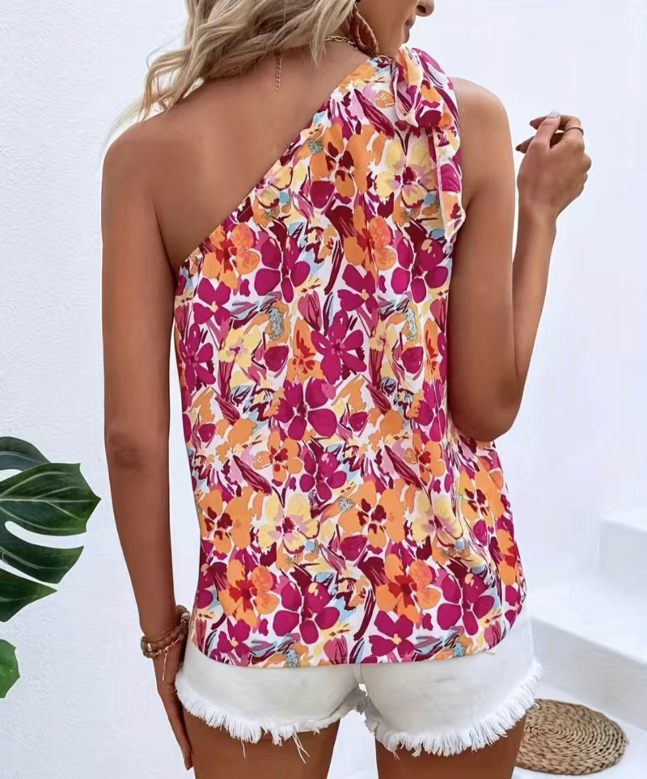 Flower Print Tie Blouse