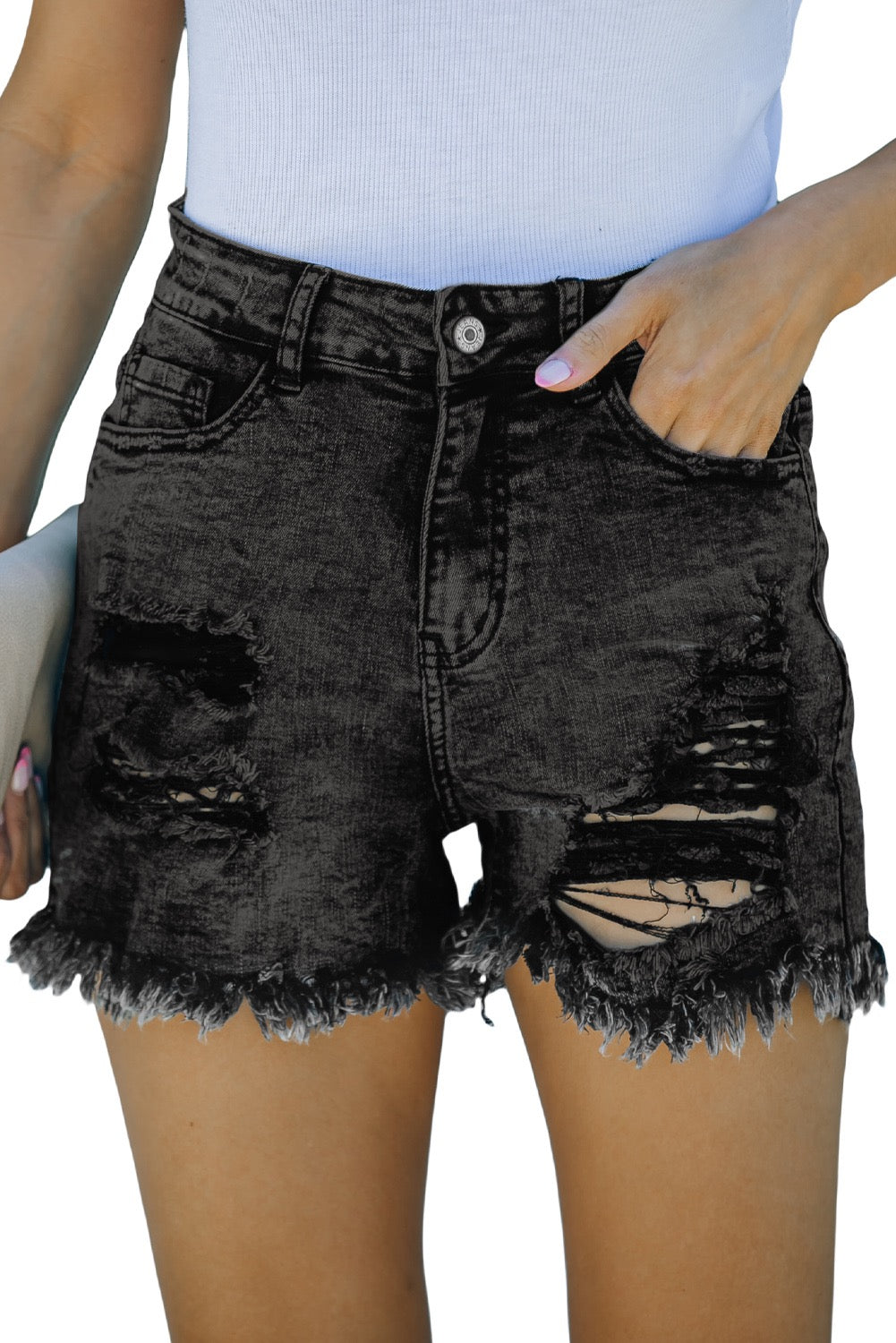 Edgy Black Jean Shorts