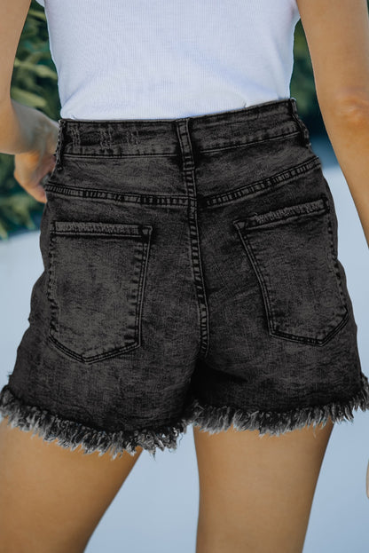 Edgy Black Jean Shorts