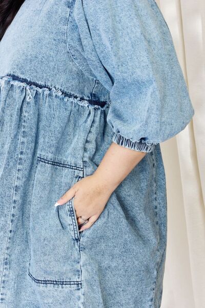 HEYSON Full Size Oversized Denim Babydoll Dress