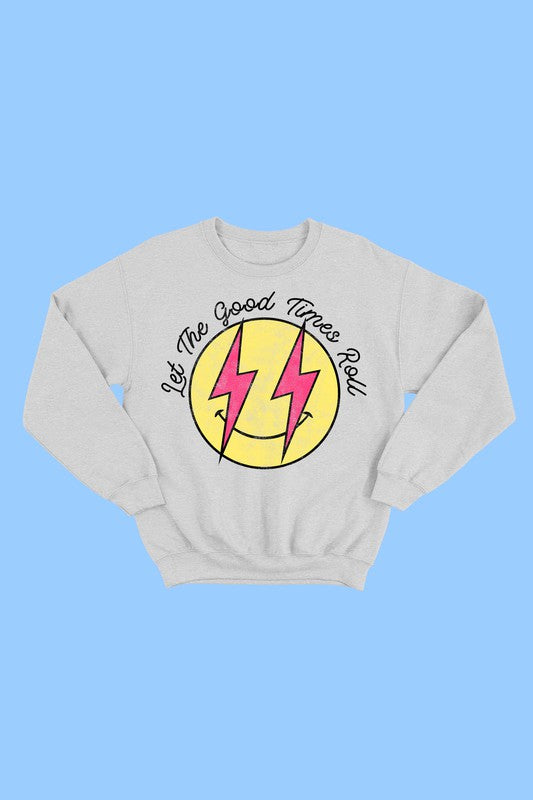 SMILEY FACE ROCK GRAPHIC YOUTH SWEATSHIRT