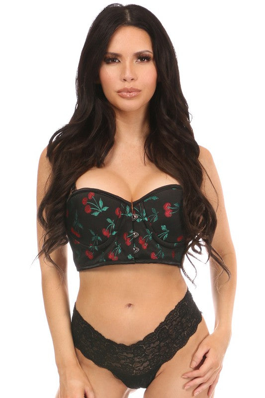 Cherry Brocade Underwire Short Bustier