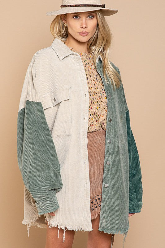 Color Mix Corduroy Jacket