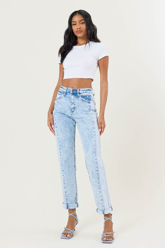 COLOR BLOCK BOYFRIEND JEANS