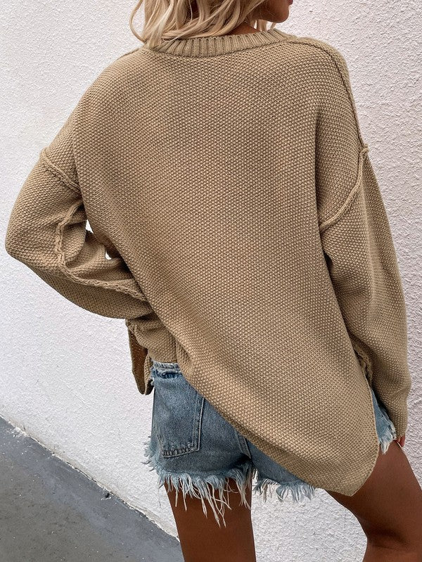 Women Long Sleeve Loose Fit Sweater