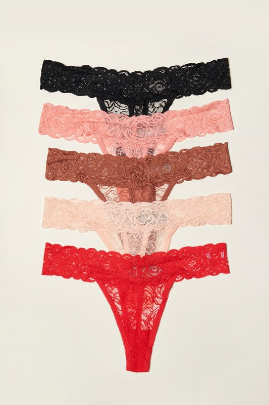 Pretty Lace Thong 5 Pack