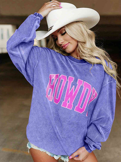 HOWDY Graphic Round Neck Sweatshirt