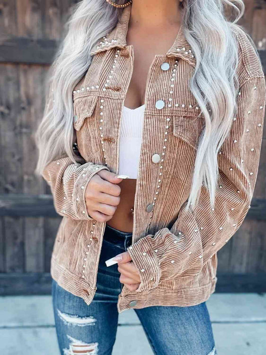 Studded Collared Button Down Jacket
