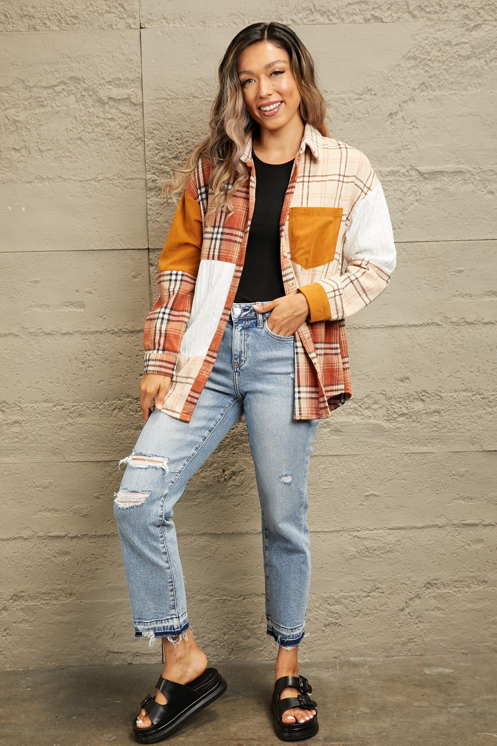 Plaid Color Block Shacket