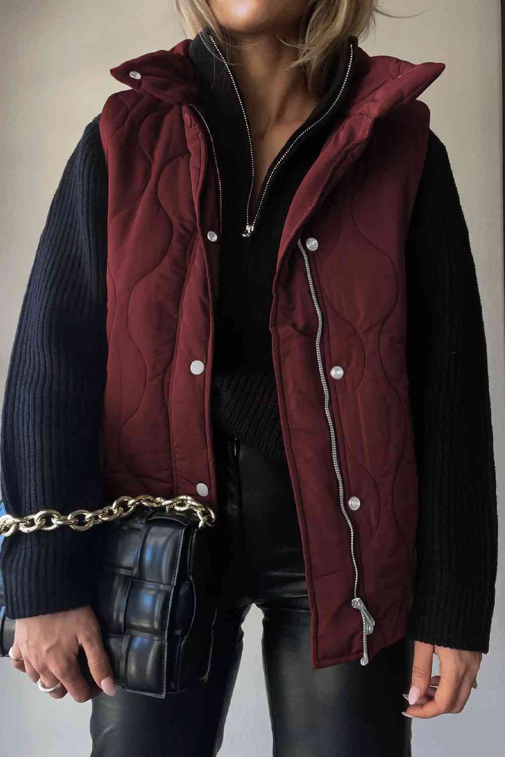 Collared Neck Vest with Pockets