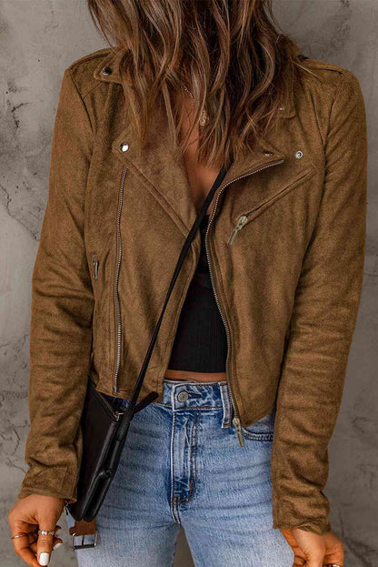 Pur Suede Zip Detail Jacket