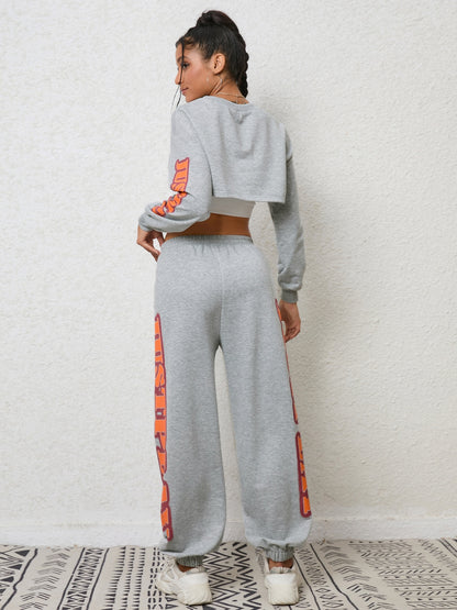 Cropped Sweatshirt and Sweatpants Set