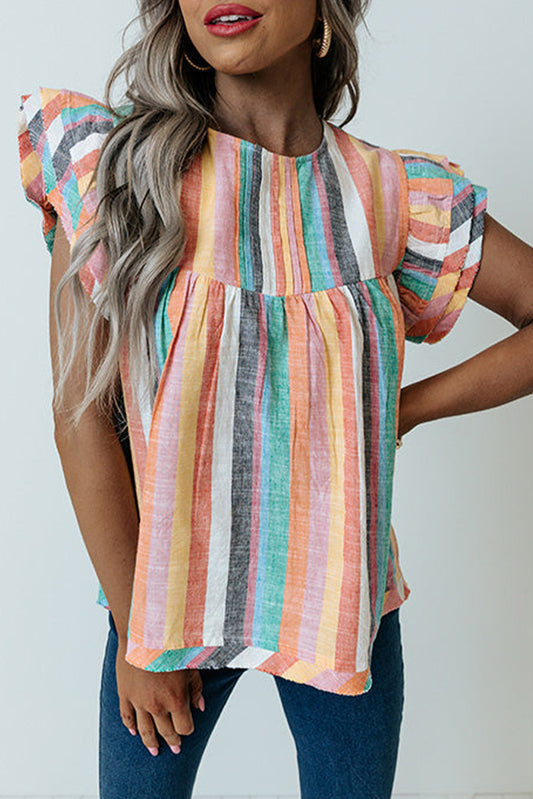 Multicolor Striped Cap Sleeve Top