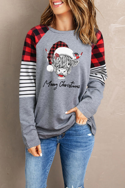 Graphic Plaid Long Sleeve T-Shirt