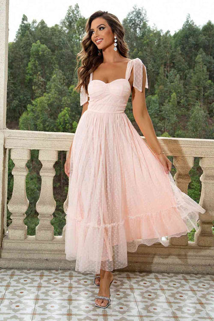 Tie-Shoulder Sweetheart Neck Dress