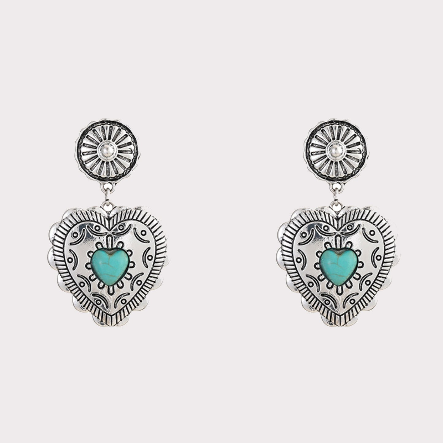 Artificial Turquoise Heart Dangle Earrings