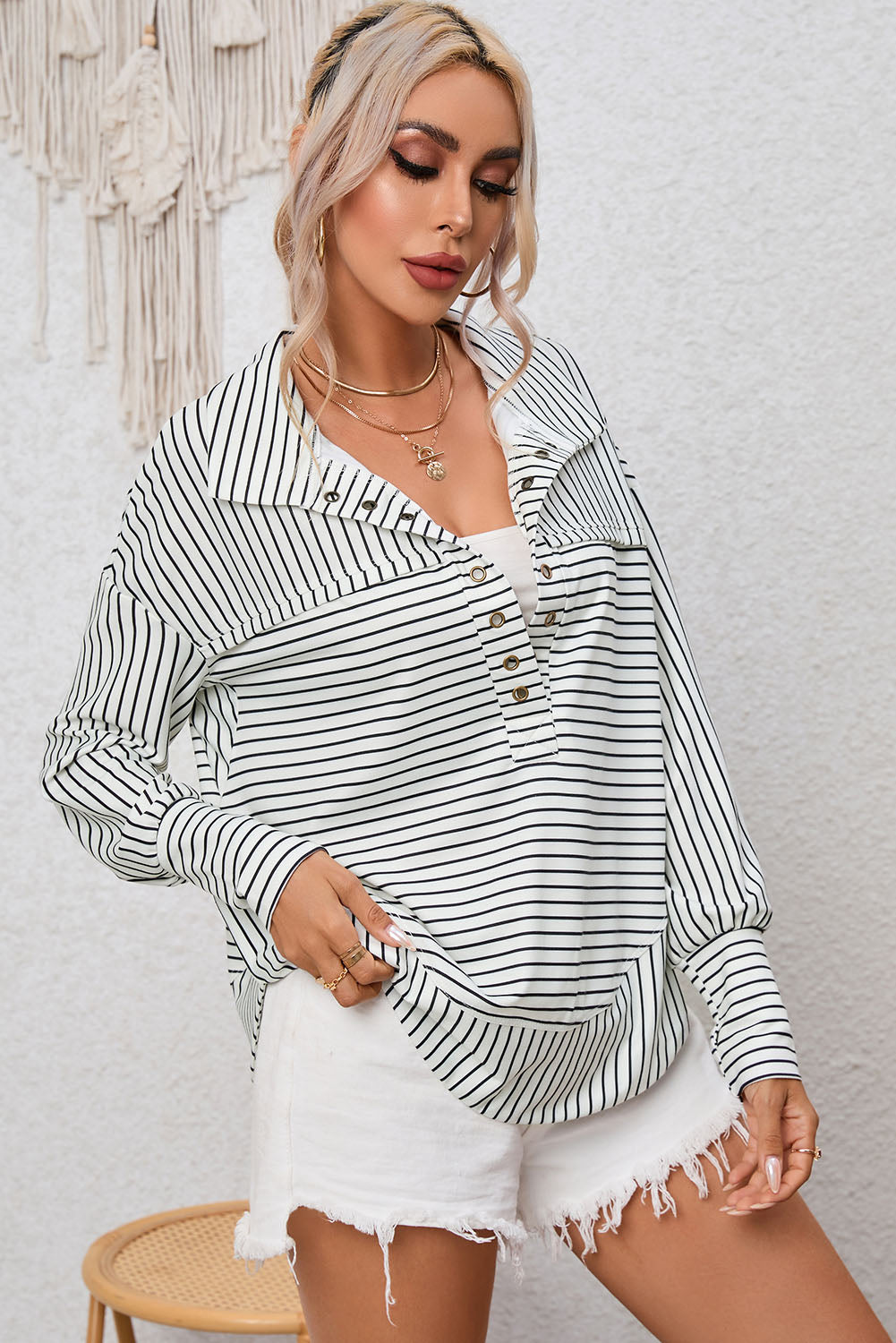 Striped Collared Top