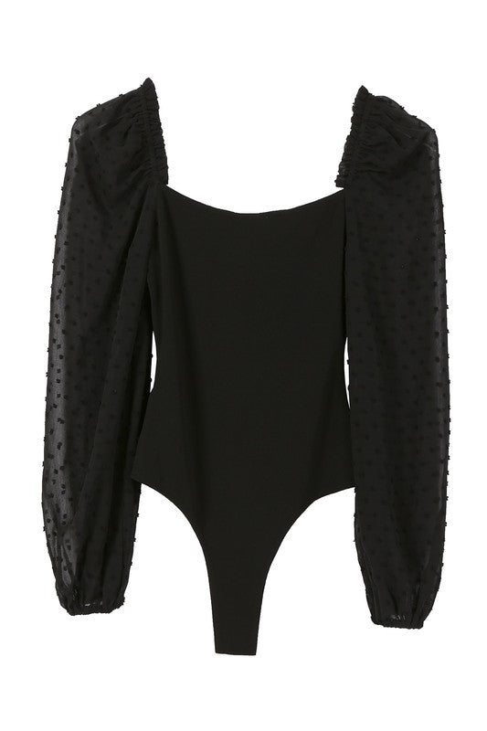 shirring sleeve bodysuit