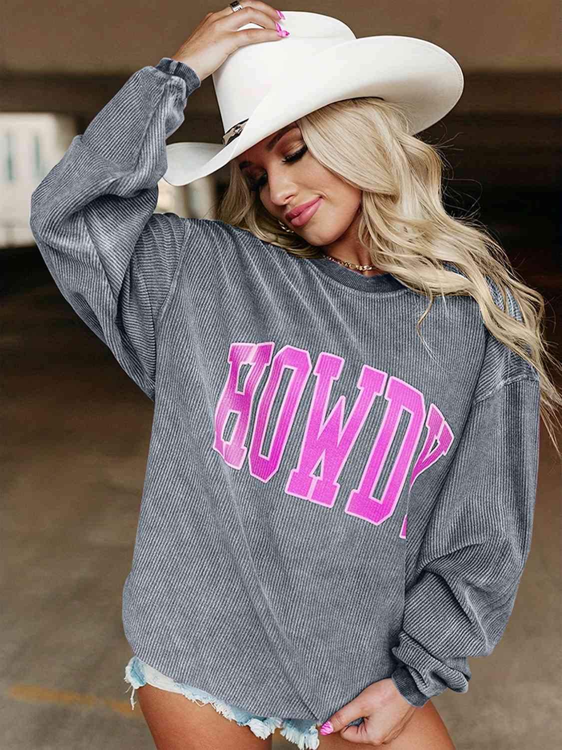 HOWDY Graphic Round Neck Sweatshirt